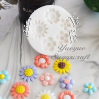 5 вида нежни цветчета силиконов молд форма декорация и украса торта фондан шоколад мъфини, снимка 1 - Форми - 20637110