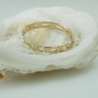 златна халкичка с ажурни мотиви 1.14 грама, размер 56.5, снимка 2 - Пръстени - 11175477