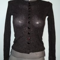 Жилетка тип блуза с черно ламе / бутиков артикул по модел на на Alessa, снимка 2 - Блузи с дълъг ръкав и пуловери - 26139718