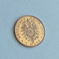 Златна Монета Deutsches Reich 1877 5 Mark Freie und Hansestadt Hamburg  , снимка 17 - Нумизматика и бонистика - 19510382