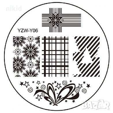 YZW-Y06 коледна кръгла плочка / щампа шаблон за печат на нокти маникюр, снимка 1