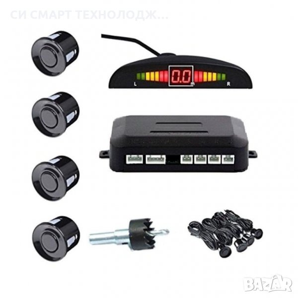 НОВ Ултразвуков парктроник с ЛСД дисплей с ЧЕРНИ или СИВИ Сензори, снимка 1
