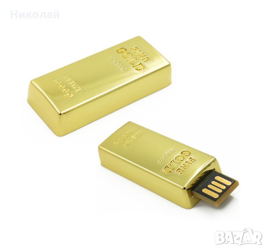 Флашка USB 32 гб Златно кюлче , златна, снимка 1