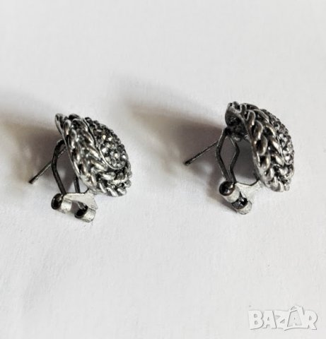 Ретро обеци с миниатюрни бели топази, снимка 2 - Обеци - 25107936