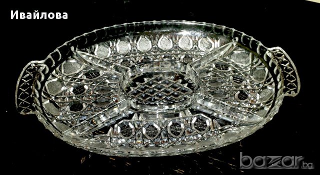 Кристална овална чиния (поднос)
