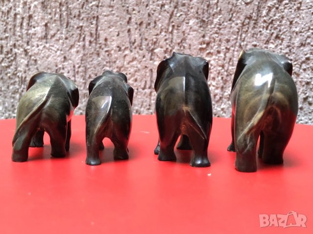 Четири слончета от рог на африкански бивол, снимка 8 - Антикварни и старинни предмети - 12728955