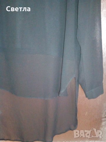 Дамска черна риза туника от шифон, снимка 1 - Туники - 24474505