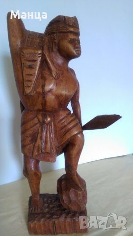  Дървена фигура на Африкански ловец , снимка 4 - Антикварни и старинни предмети - 25206072