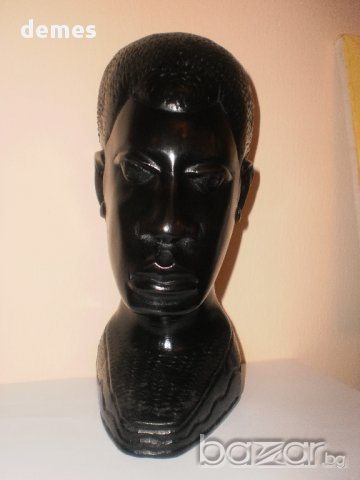 Глава на мъж-фигура от абанос, голяма 
