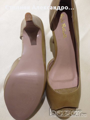 Елегантни дамски обувки цвят горчица, снимка 2 - Дамски обувки на ток - 14494236