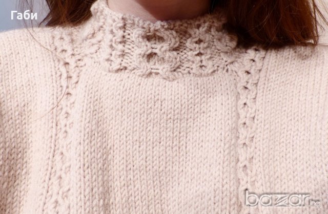 Ръчно плетена блуза с аранови елементи, снимка 7 - Блузи с дълъг ръкав и пуловери - 18815330