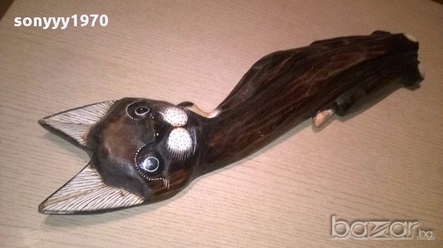 Голямо дървено коте-51х12х5см-внос швеицария, снимка 11 - Антикварни и старинни предмети - 16739689