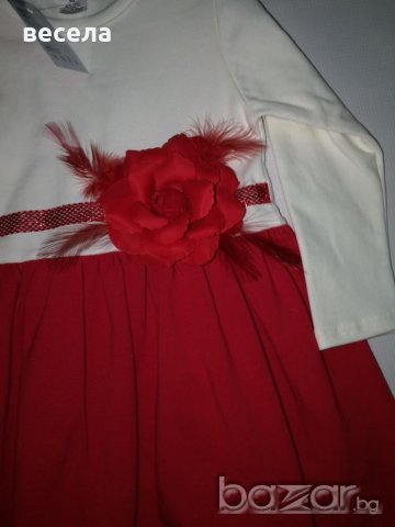 РОКЛЯ бяло и червено  с червено цвете 1,2,3,годинки, снимка 2 - Детски рокли и поли - 20155461
