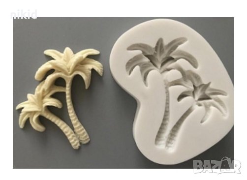 2 кокосови палми силиконов молд форма декорация украса фондан торта мъфини 