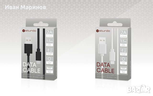 Текстилен кабел за данни micro USB, 1.5м, снимка 2 - USB кабели - 23649122