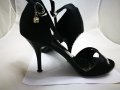 Черни дамски обувки на ток тип диамант с кристали, 39 номер, абитуриентска/ бал, снимка 6