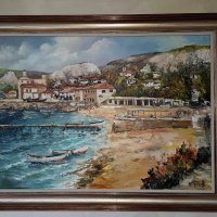 Продавам маслена картина " Плажът Балчик " , снимка 6 - Картини - 19887764