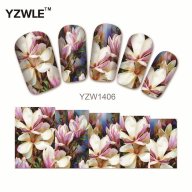 YZW-1406 бяло- кафяви цветя  ваденки водни стикери за нокти маникюр, снимка 1 - Продукти за маникюр - 18253618