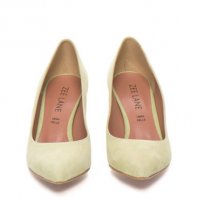 Велурени обувки в цвят шамфъстък, снимка 4 - Дамски обувки на ток - 24083957