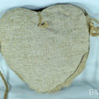 Ленена чантичка торбичка с дантела ръчна изработка сърце, снимка 2 - Чанти - 21955360
