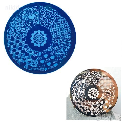кръгла плочка / щампа шаблон за печат на нокти STZ-126, снимка 1
