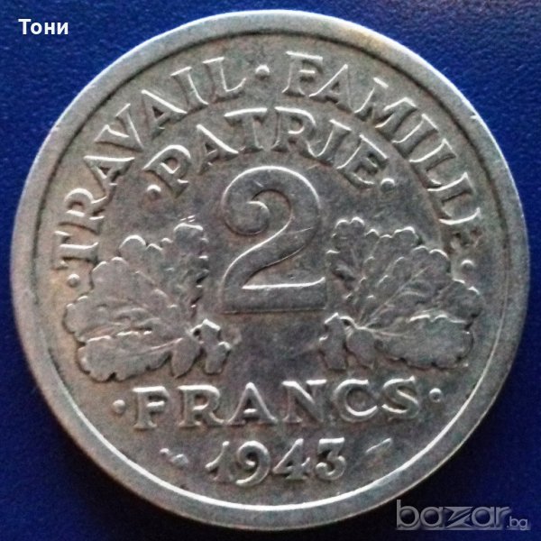  Монета Франция - 2 Франка 1943 г., снимка 1