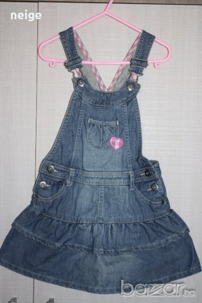 Нов сладък дънков сукман с волани (4-5 г), снимка 1