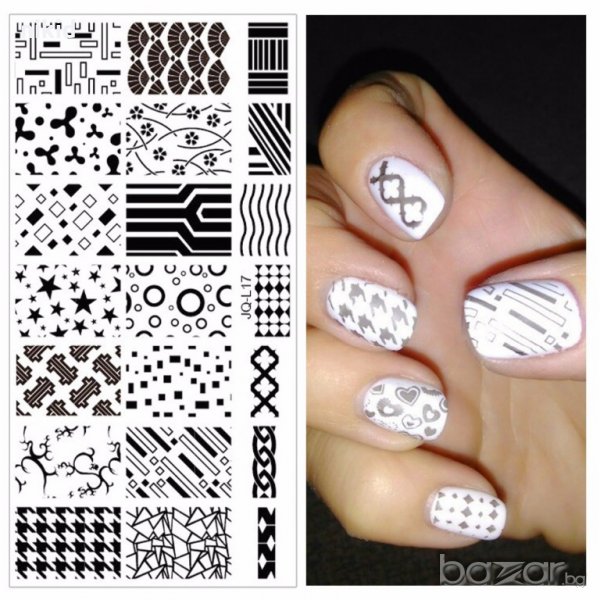 плочка / щампа шаблон за печат на нокти - Нова JQ L17, снимка 1