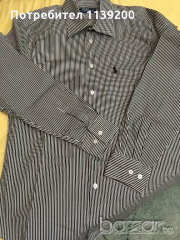 Polo Ralph Lauren USA М мъжка официална риза оригинал черно и бяло райе, снимка 11 - Ризи - 20866232