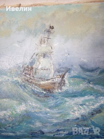 стара картина-морски пейзаж, снимка 3 - Картини - 21634233