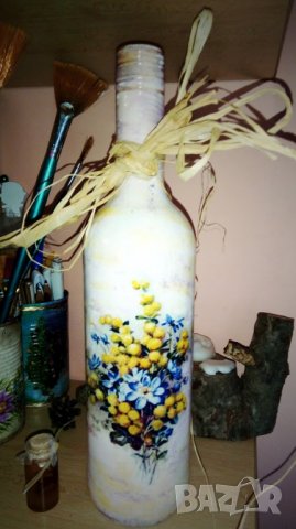 Бутилки с декупаж-Пролет, снимка 17 - Декорация за дома - 20535800