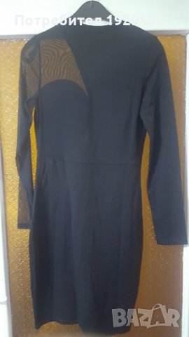 Черна рокля с прозрачна тюлена част на гърба, снимка 3 - Рокли - 24633261