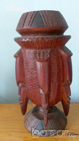 Африканска дървена церемониална купа стара, снимка 2 - Статуетки - 17975310