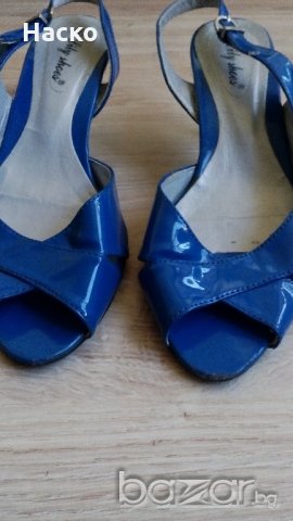  Lily shoes - сини летни обувки с ток, снимка 3 - Чехли - 14473548