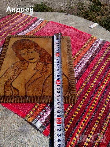 Стара пирографирана картина #2, снимка 4 - Антикварни и старинни предмети - 22754142