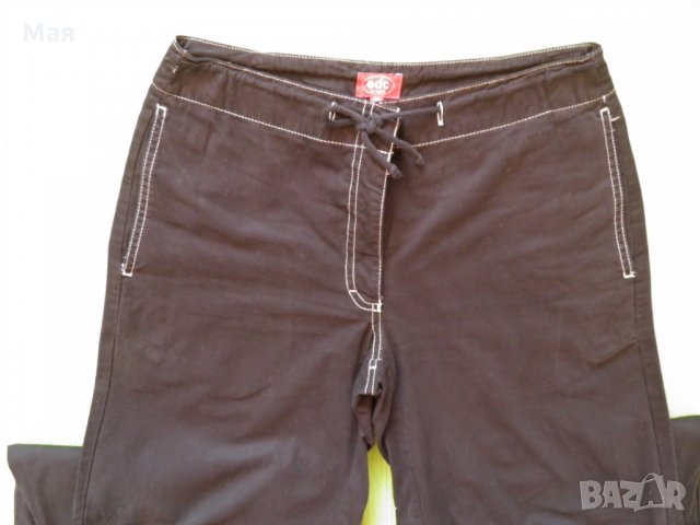 Esprit ефектен черен дамски летен панталон с широки крачоли, снимка 4 - Панталони - 26187492