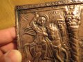 Стара медна икона Свети Георги победоносец и Свети Димитър Солунски  - за да ви пази и закриля, снимка 3