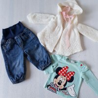 Дънки жилетка и блузка 0-3 месеца, снимка 3 - Комплекти за бебе - 24493458
