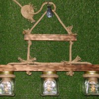 Уникална, ръчно изработена дървена битова лампа (осветително тяло от дърво)- ретро / винтидж стил, снимка 3 - Лампи за таван - 19120923