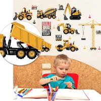 Всички строителни машини жълти багери стикер постер лепенка за стена детска самозалепващ, снимка 2 - Други - 25766178