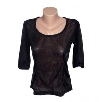 Pinko Italy дамска черна прозрачна блуза, снимка 1 - Корсети, бюстиета, топове - 23496440