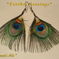 Украшения, бижута, обици от перца (Feather Earrings) - уникати, снимка 2 - Обеци - 23154329