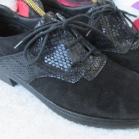 КАТО НОВИ дамски обувки 37 - 38 original ROHDE®, 100% естествен набук + естествена змийска кожа, снимка 12 - Дамски ежедневни обувки - 19913888