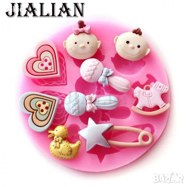 Момиче момче бебешки близнаци силиконов молд форма декорация торта фондан шоколад и др., снимка 1