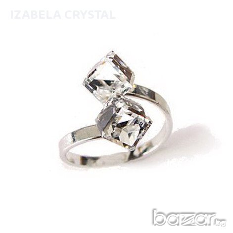 Пръстен Сваровски ''Cube'' 2 swarovski elements, снимка 1