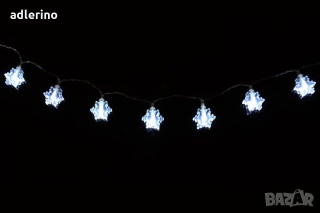 3 броя декоративна верига с 20 лед диода с мотиви Коледна звезда, Снежинка и Коледно дърво, батерии,, снимка 2 - Декорация за дома - 25043474