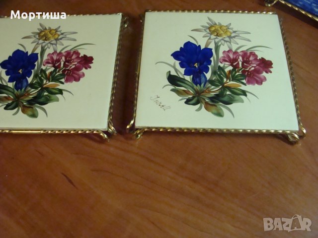 Ръчно рисувани порцеланови плочки поставки , снимка 2 - Декорация за дома - 23324124