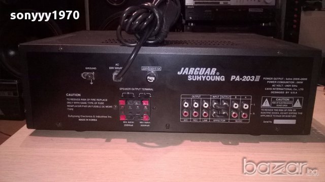 Jarguar suhyoung pa-203 lll 2x200watts-amplifier-внос швеицария, снимка 10 - Ресийвъри, усилватели, смесителни пултове - 15485077