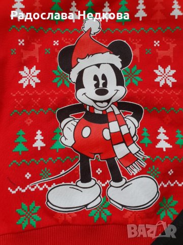Коледен комплект Мики с Елхички (Червен), снимка 2 - Комплекти за бебе - 23444718