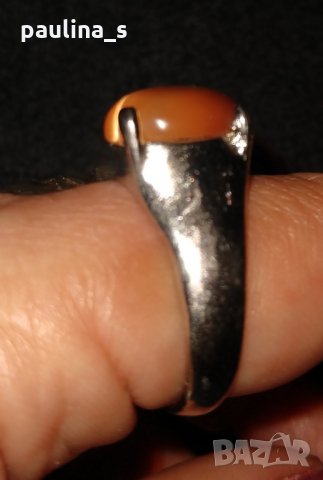 Винтидж / Антична бижутерия - комплект от пръстен и обеци с котешко око, снимка 7 - Бижутерийни комплекти - 26002099